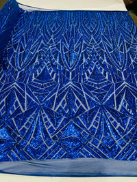 Geometric Sequin Stretch Mesh Fabric / Sold by the Yard
