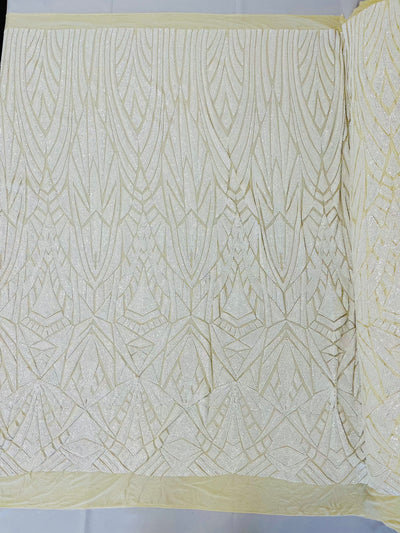 Geometric Sequin Stretch Mesh Fabric / Sold by the Yard
