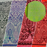 Geometric Diamond Sequin  Stretch Mesh Fabric / Sold by the Yard