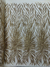 Phoenix Feather Sequin Stretch Mesh Fabric / Sold by the Yard