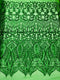 Royalty Damask Iridescent Sequin Stretch Mesh Fabric / Sold by the Yard