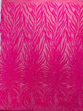 Phoenix Feather Sequin Stretch Mesh Fabric / Sold by the Yard