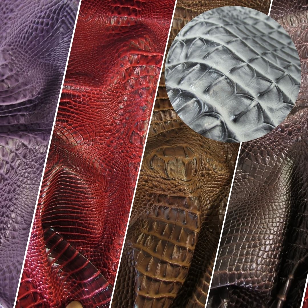 Fossil Brown Hydra Gator 3D Embossed Vinyl Fabric / Sold By The Yard
