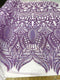 Royalty Damask Iridescent Sequin Stretch Mesh Fabric / Sold by the Yard