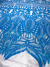 Royalty Damask Iridescent Sequin Stretch Mesh Fabric / Sold by the Yard
