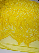 Royalty Damask Iridescent Sequin Stretch Mesh Fabric / Sold by the Yard