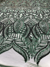 Royalty Damask Iridescent Sequin Stretch Mesh Fabric / Sold by the Yard