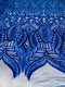 Royalty Damask Iridescent Sequin Stretch Mesh Fabric / Sold by the Yard