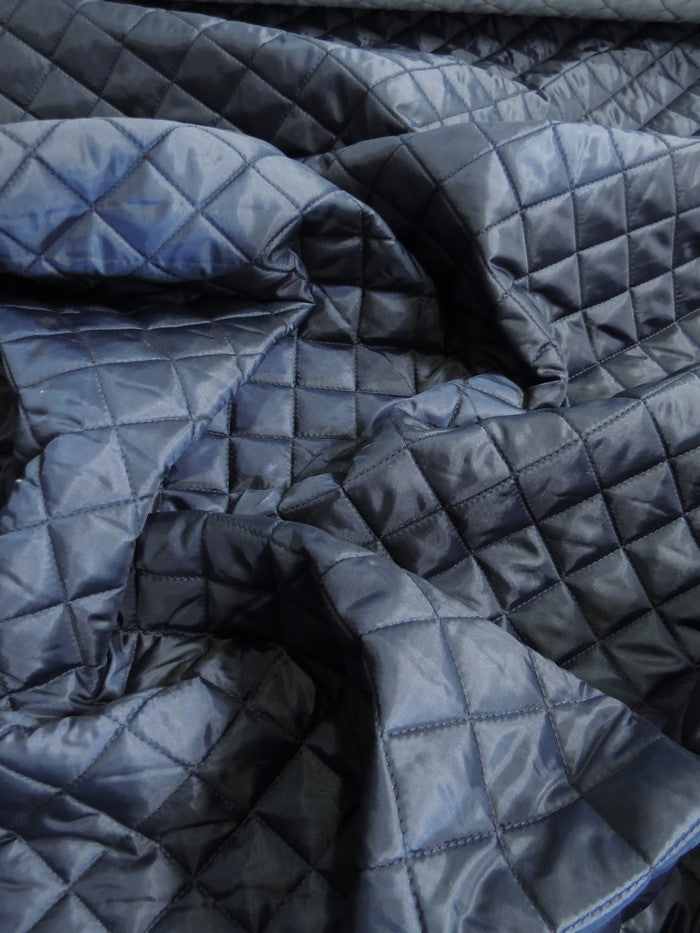 Quilted Polyester Batting Upholstery Fabric / Midnight Navy - 0