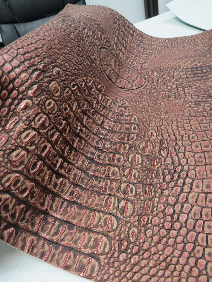 Rose Bronze Metallic Caiman Gator Vinyl / Sold by the Yard