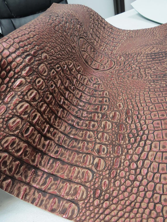 Rose Bronze Metallic Caiman Gator Vinyl / 30 Yard Roll
