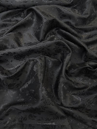 Floral Rose Jacquard Satin Fabric / Black / Sold By The Yard