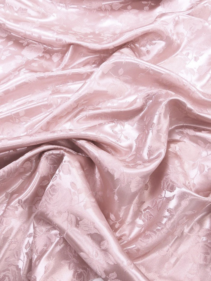 Floral Rose Jacquard Satin Fabric / Blush / Sold By The Yard