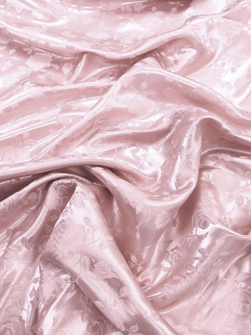 Floral Rose Jacquard Satin Fabric / Blush / Sold By The Yard