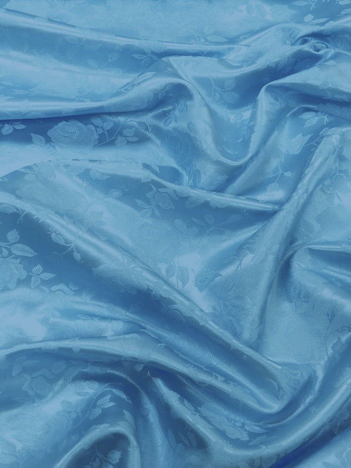 Floral Rose Jacquard Satin Fabric / Coppen / Sold By The Yard