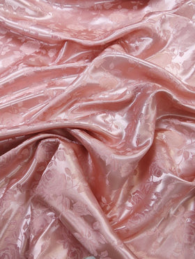 Floral Rose Jacquard Satin Fabric / Dusty Rose / Sold By The Yard