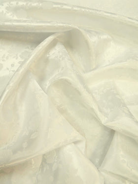 Floral Rose Jacquard Satin Fabric / Ivory / Sold By The Yard