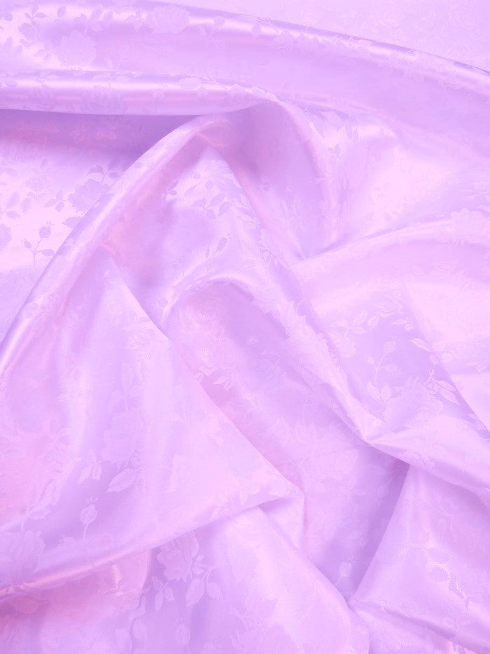 Floral Rose Jacquard Satin Fabric / Lavender / Sold By The Yard