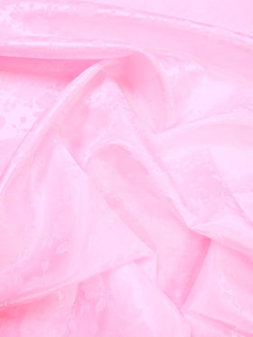 Floral Rose Jacquard Satin Fabric / Light Pink / Sold By The Yard