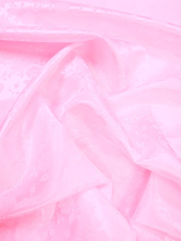 Floral Rose Jacquard Satin Fabric / Light Pink / Sold By The Yard