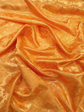 Floral Rose Jacquard Satin Fabric / Orange / Sold By The Yard