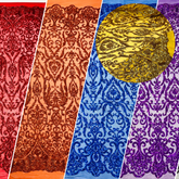 King Damask Sequin on Stretch Mesh Fabric / Sold by the Yard