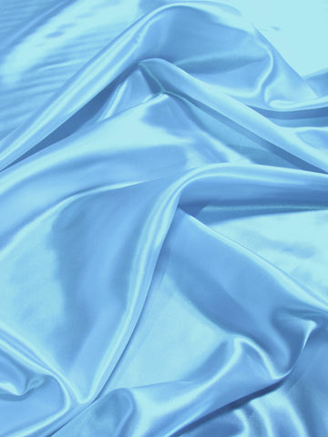 Solid Medium Weight Shiny Satin Fabric / Sky Blue / Sold By The Yard