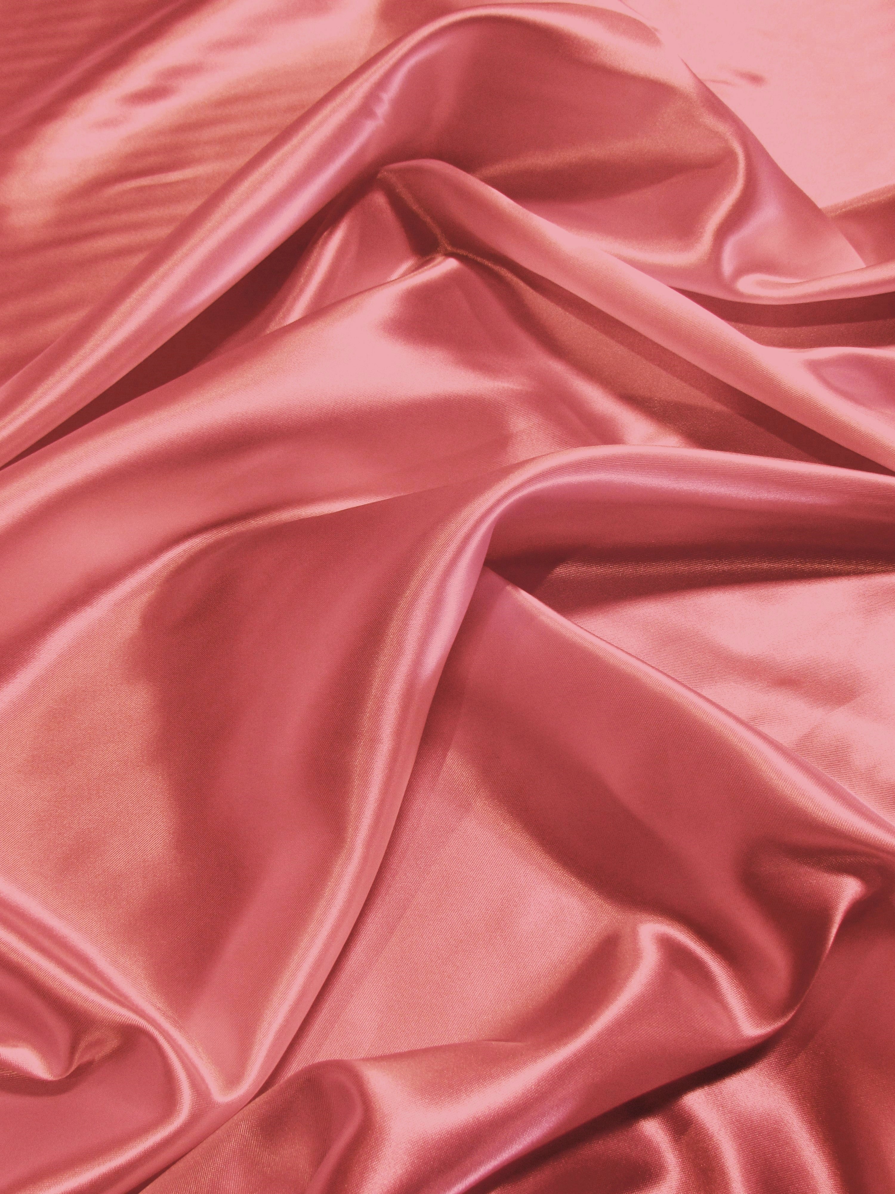 Solid Medium Weight Shiny Satin Fabric / Coral / Sold By The Yard