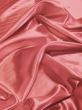 Solid Medium Weight Shiny Satin Fabric / Coral / Sold By The Yard
