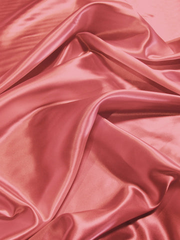 Solid Medium Weight Shiny Satin Fabric / Coral / Sold By The Yard
