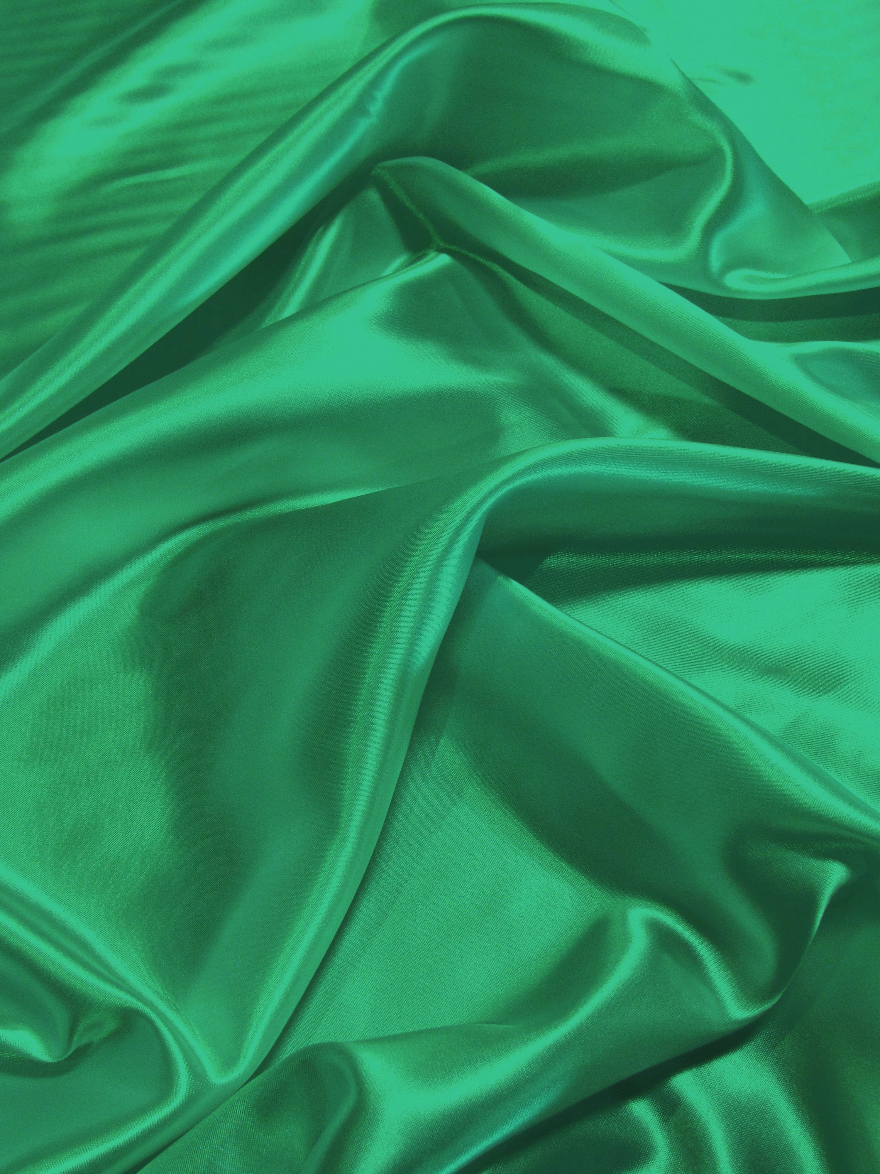 Solid Medium Weight Shiny Satin Fabric / Jade / Sold By The Yard