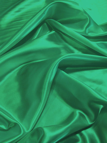 Solid Medium Weight Shiny Satin Fabric / Jade / Sold By The Yard
