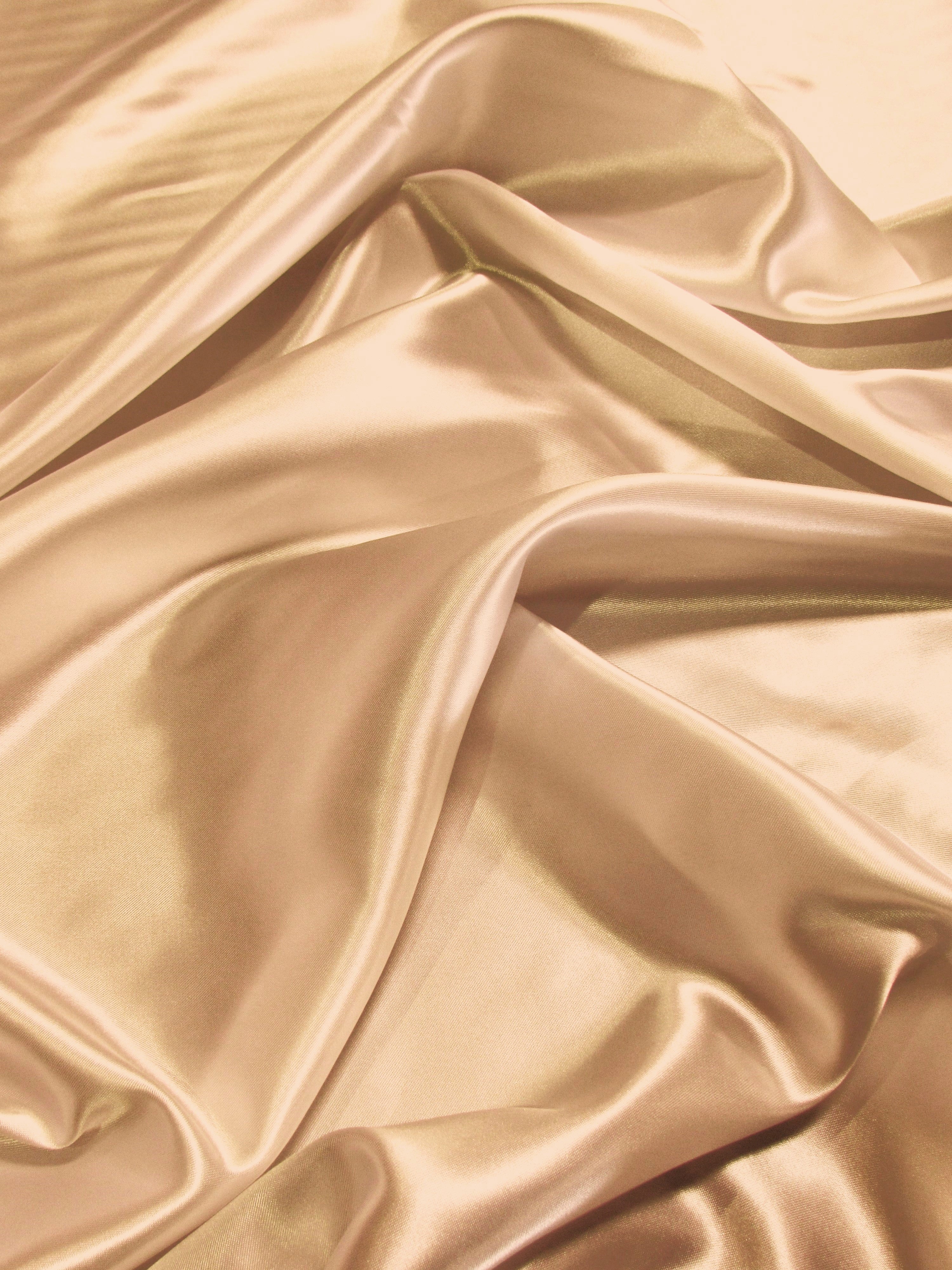 Solid Medium Weight Shiny Satin Fabric / Khaki / Sold By The Yard