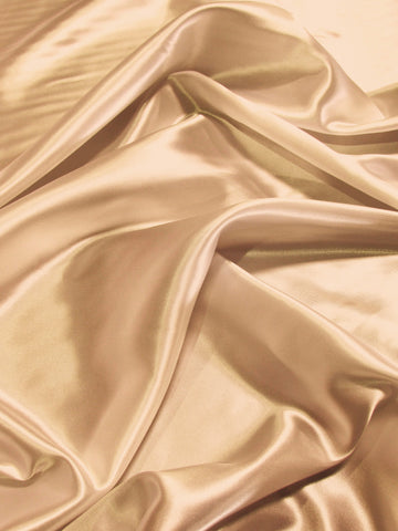 Solid Medium Weight Shiny Satin Fabric / Khaki / Sold By The Yard