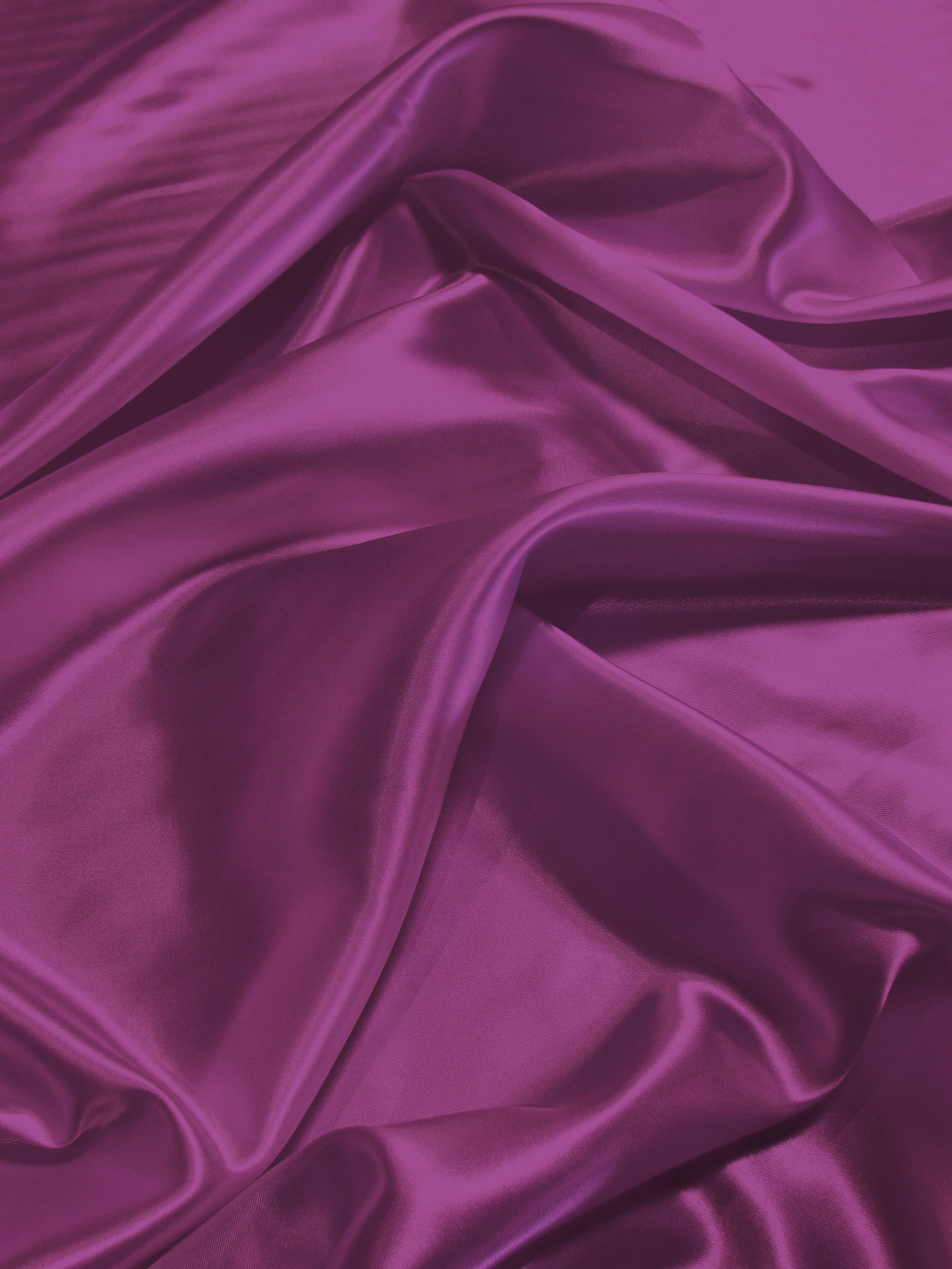 Solid Medium Weight Shiny Satin Fabric / Magenta / Sold By The Yard