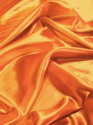 Solid Medium Weight Shiny Satin Fabric / Orange / Sold By The Yard