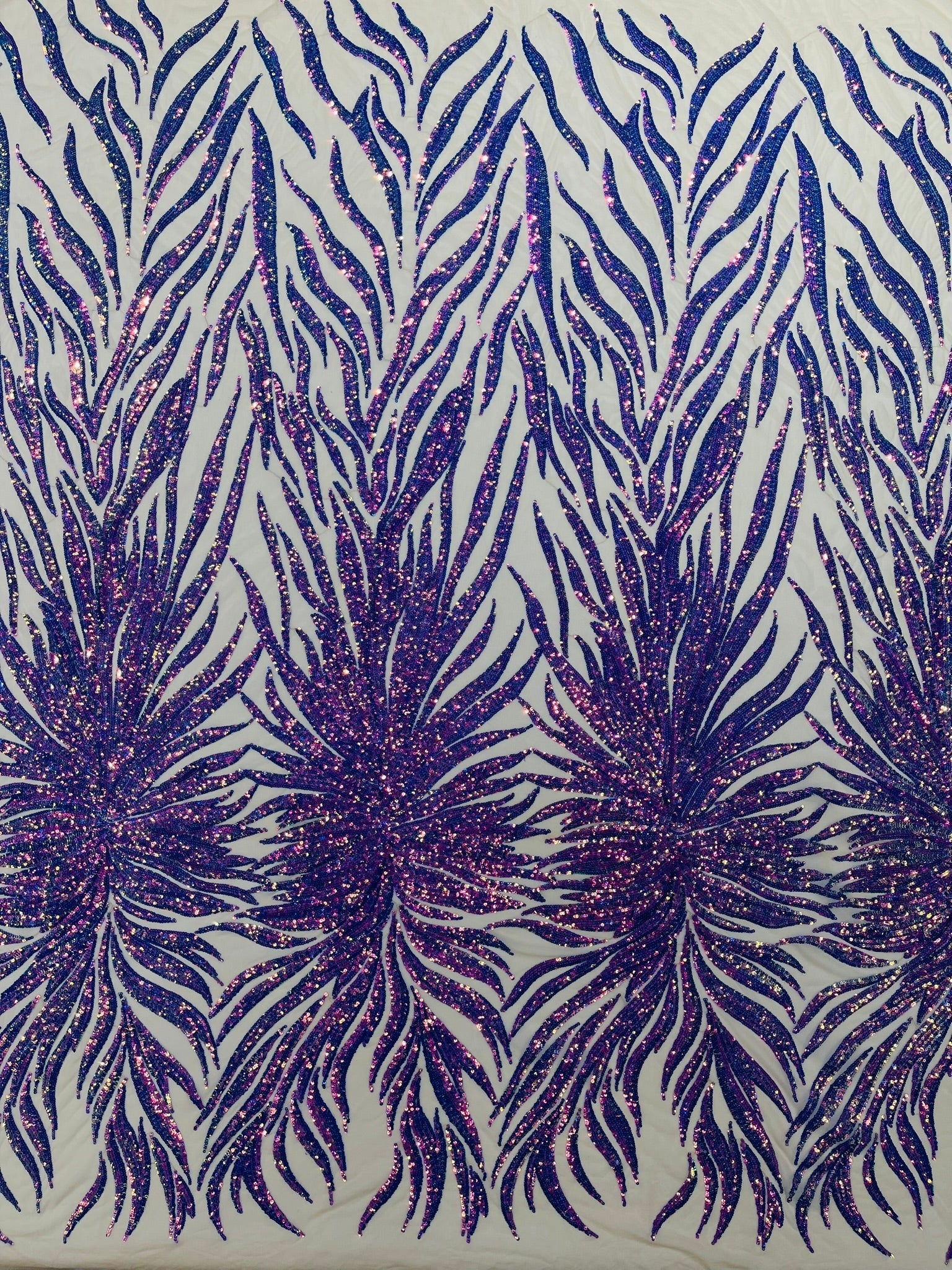 Phoenix Feather Sequin Stretch Mesh Fabric / Sold by the Yard