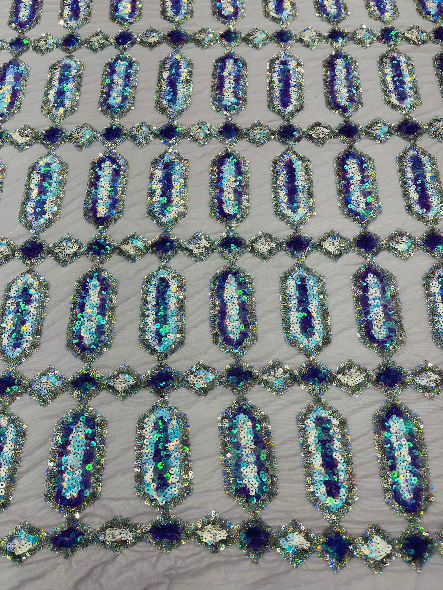 Jewel Iridescent Sequin Stretch Mesh Fabric / Sold by the Yard