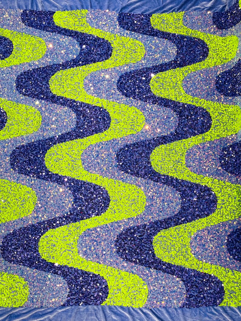 Wave Sequin Velvet Stretch Fabric / Sold by the Yard
