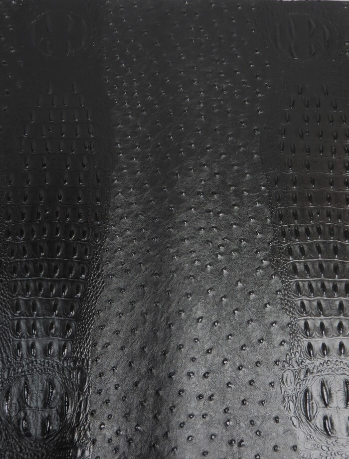 Mutant Ostrich Gator Embossed Vinyl Fabric / Death Black / By The Roll - 30 Yards