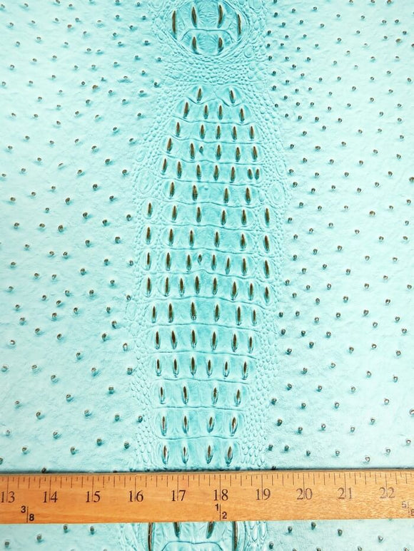 Mutant Ostrich Gator Embossed Vinyl Fabric / Raging Blue / By The Roll - 30 Yards