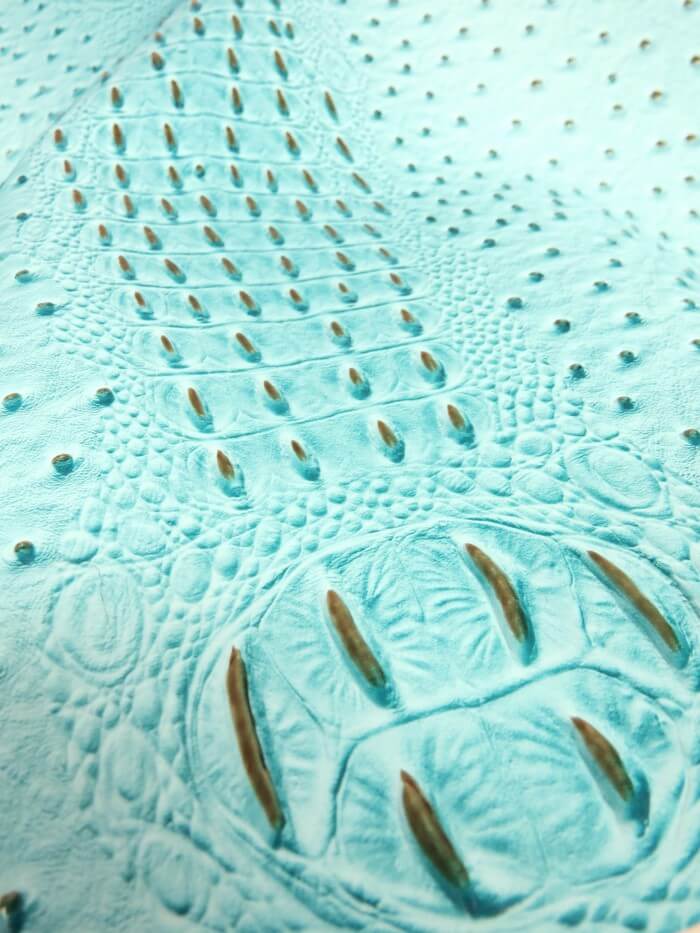 Mutant Ostrich Gator Embossed Vinyl Fabric / Raging Blue / By The Roll - 30 Yards