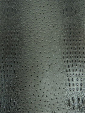 Mutant Ostrich Gator Embossed Vinyl Fabric / Wild Charcoal / By The Roll - 30 Yards - 0
