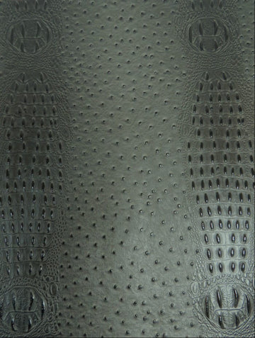 Mutant Ostrich Gator Embossed Vinyl Fabric / Wild Charcoal / By The Roll - 30 Yards - 0