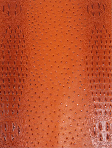 Mutant Ostrich Gator Embossed Vinyl Fabric / Poison Orange / By The Roll - 30 Yards - 0