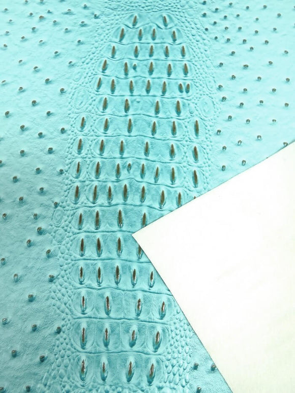 Mutant Ostrich Gator Embossed Vinyl Fabric / Poison Orange / By The Roll - 30 Yards