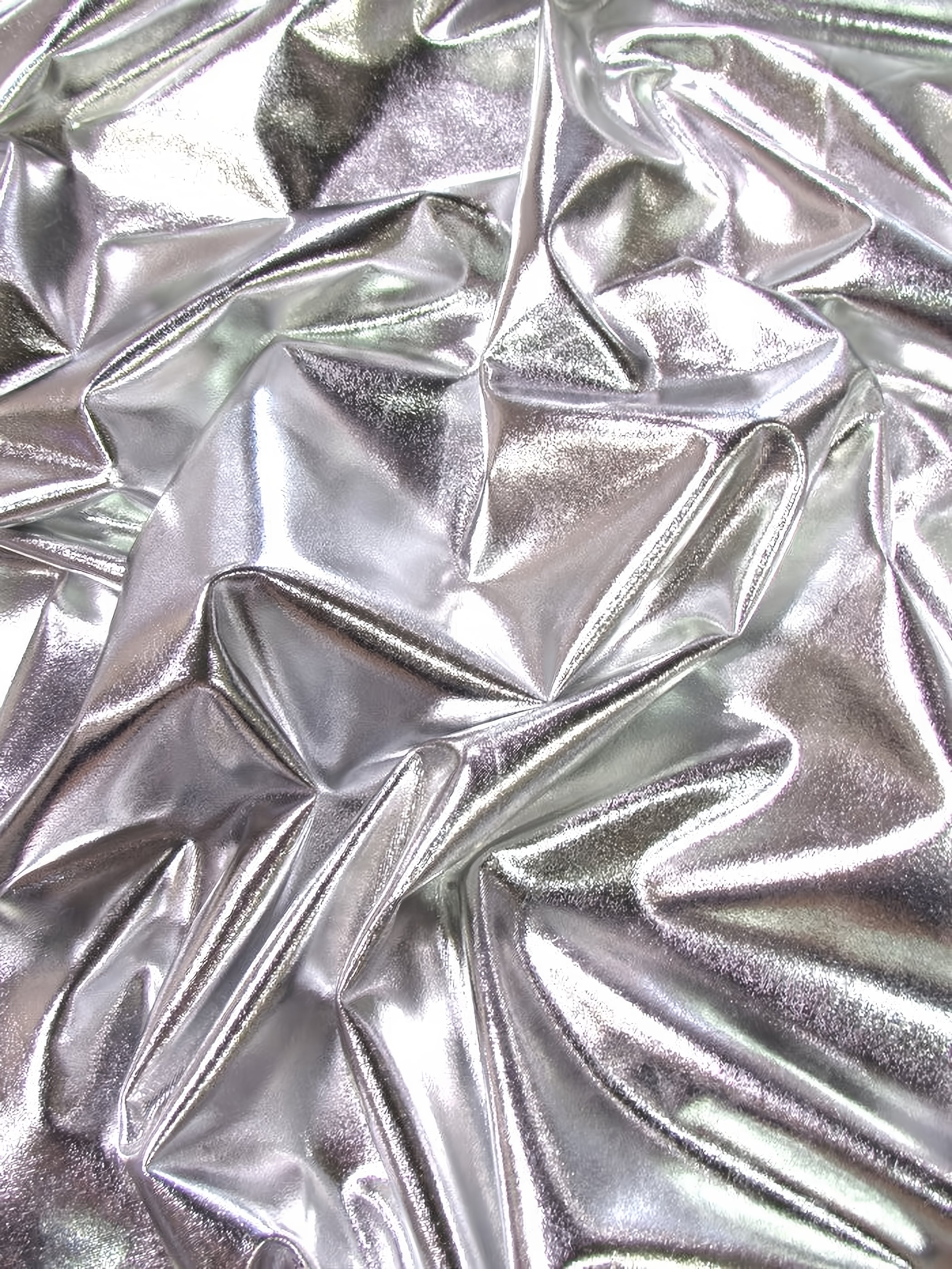 Metallic Foil Spandex Fabric / Silver / Stretch Lycra Sold By The Yard (Second Quality Goods)