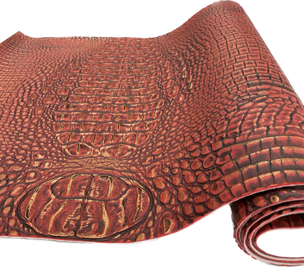 Red/Gold Metallic Caiman Gator Vinyl / 30 Yard Roll - 0