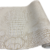 White/Gold Metallic Caiman Gator Vinyl