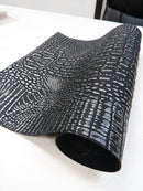 Black/Silver Metallic Caiman Gator Vinyl / 30 Yard Roll-3